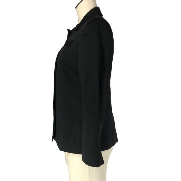 Studio Liz Claiborne Size 8 Black Button Front Blazer Jacket 3/4 Sleeves Stretch - Picture 4 of 9